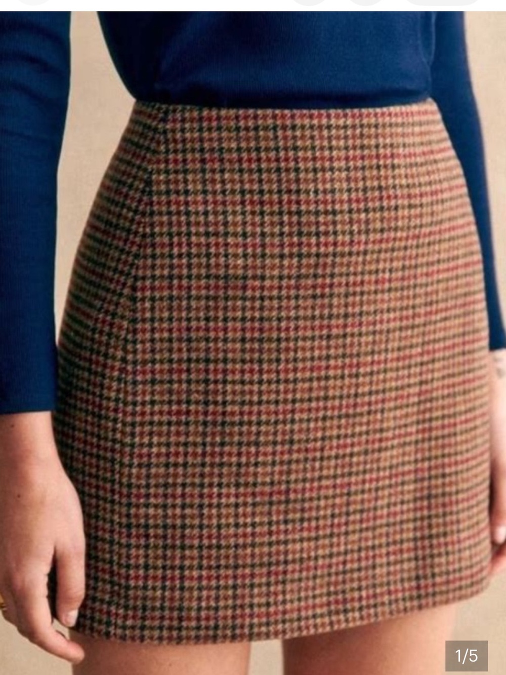 Sezane Malia Skirt Brown Houndstooth, Size 36, us 4